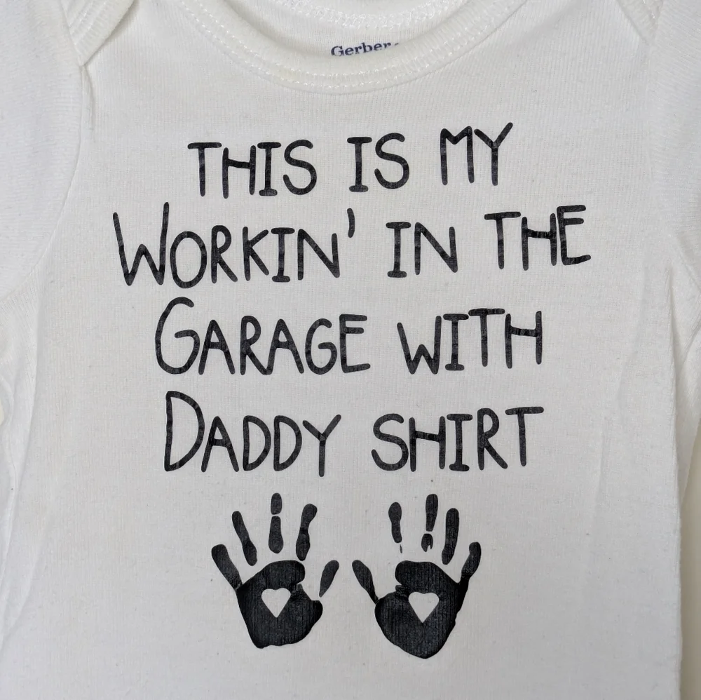 Custom Working In The Shop With Daddy Father Son Daughter Shirt 12m